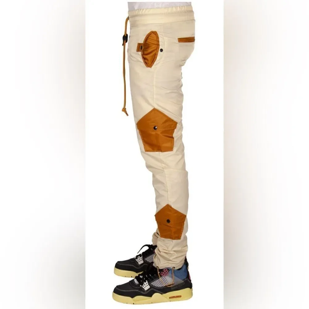 NWT The Hideout Co Men’s Snakes & Shapes Tan/Brown Cargo Jogger Pants - Size M